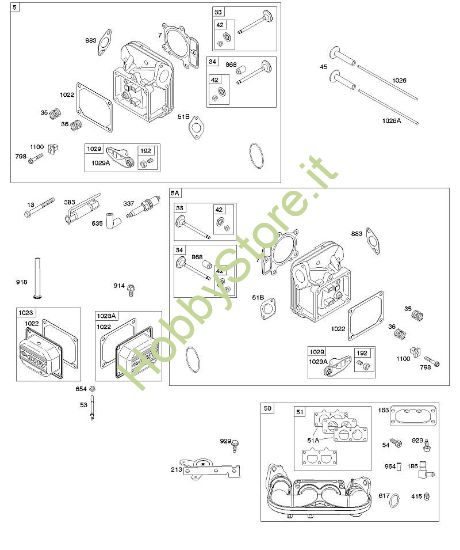 C - Testata del cilindro, coperchio bilancieri, collettore di aspirazione B&S - 44 €¦ 44R577-0001-H1 brand Stihl